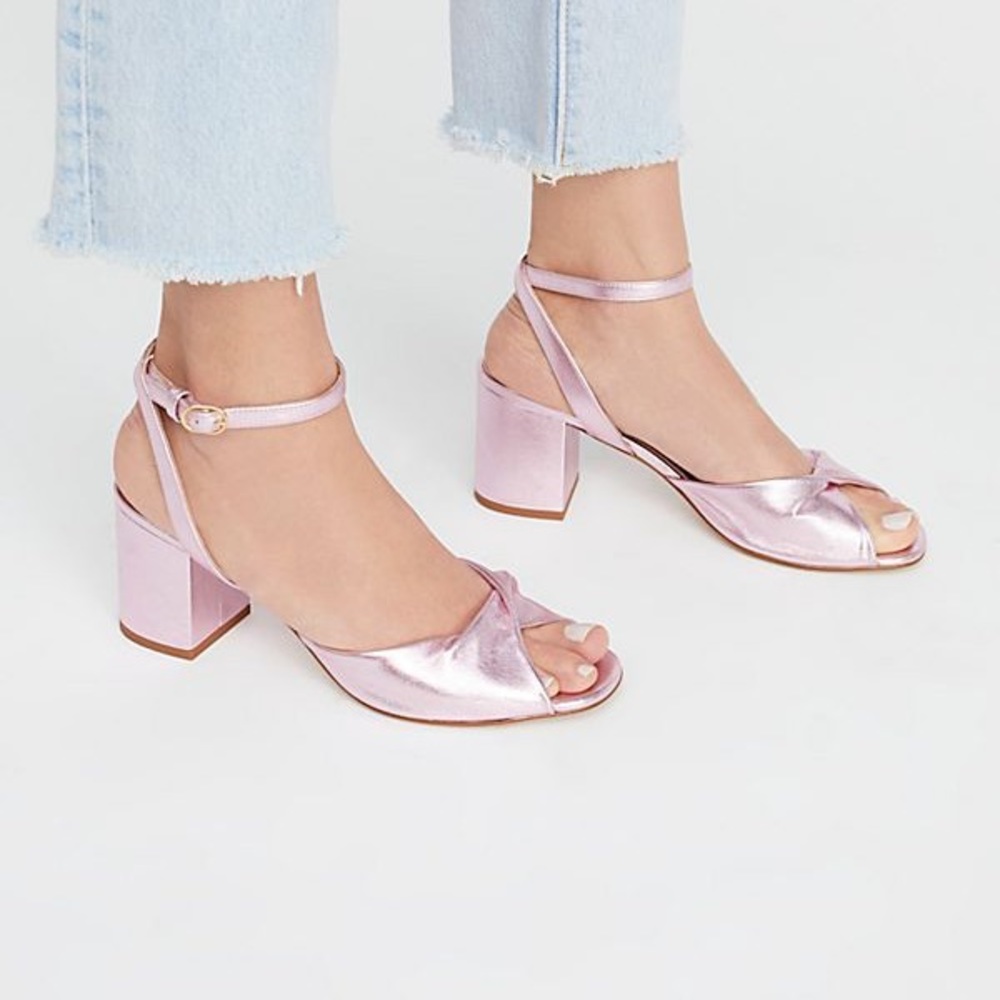 SOLD Free People Gisele Twist Pink Metallic Heels